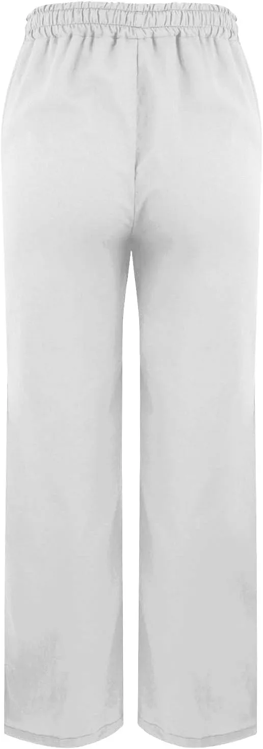2025 Linen Pants Women High Waist Elastic Drawstring Lounge Trousers Casual Lightweight Side Split Summer Beach Pants