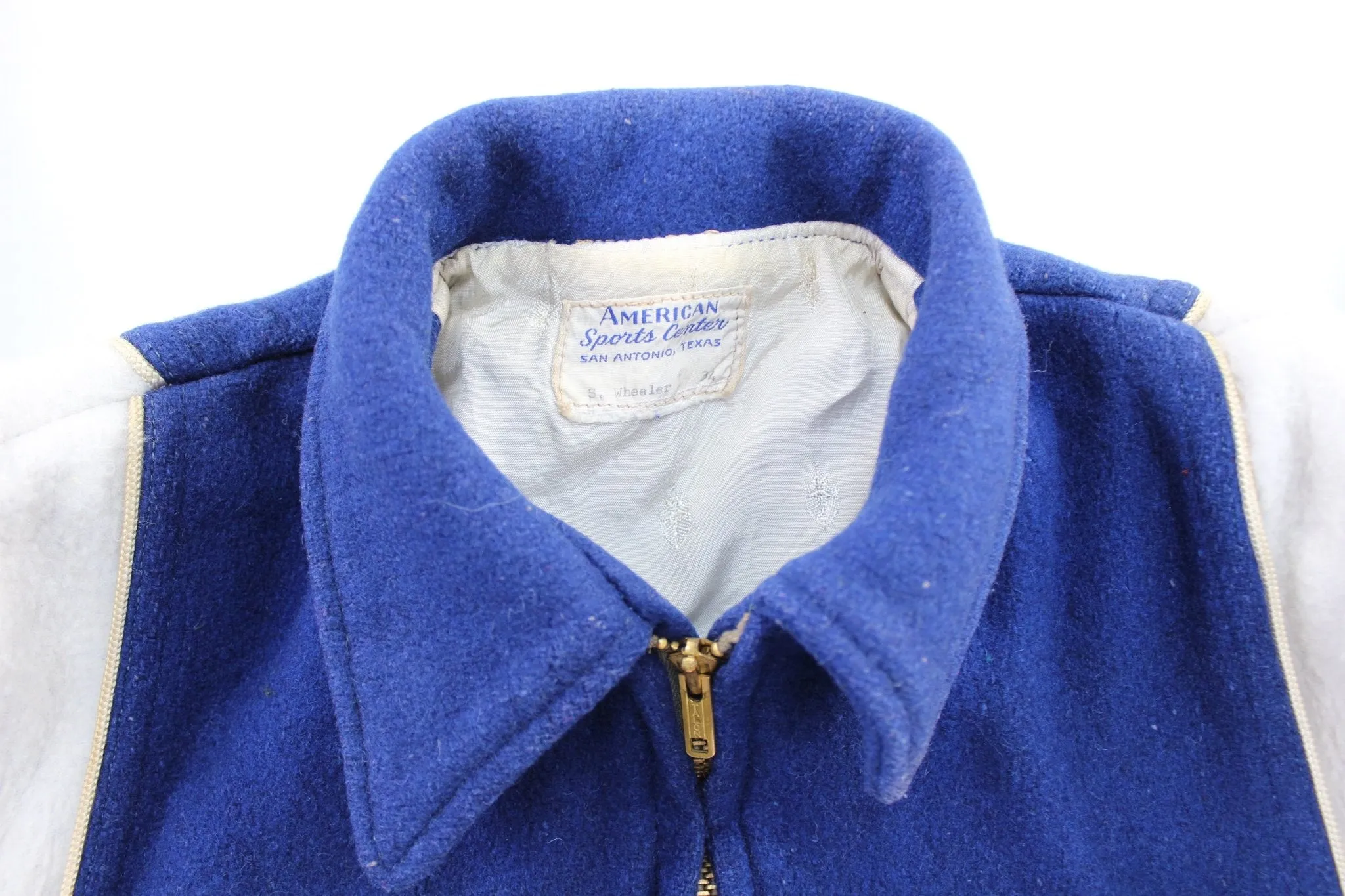 60's American Sports Center Blue & White Varsity Letterman Jacket