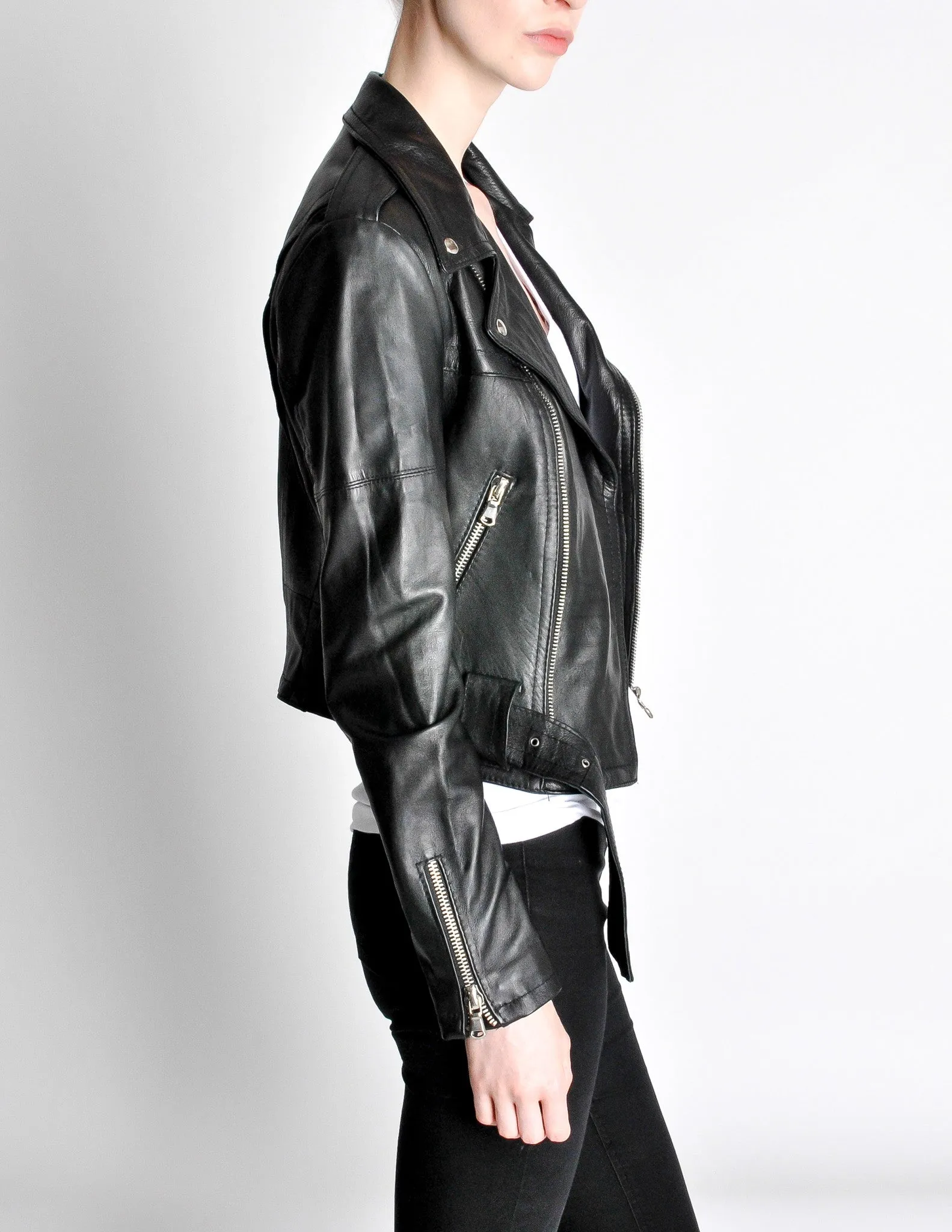 Amarcord Vintage Fashion Recycled Leather Motorcycle Jacket