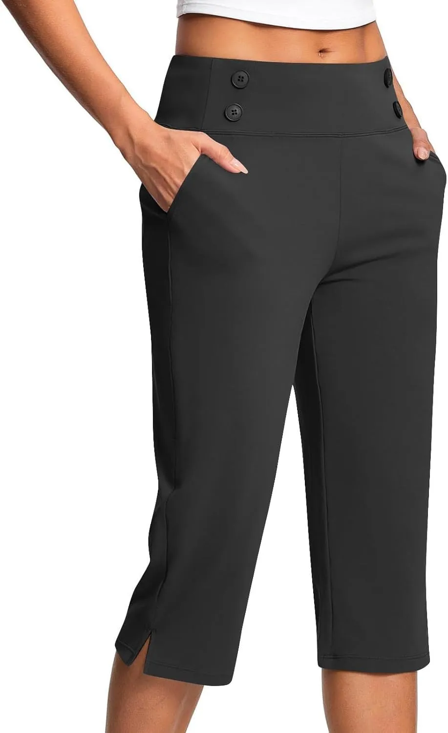 Capri Pants for Women Stretch Crop Office Work Pants Summer Casual Capris Slacks Yoga Dress Pant with Pockets