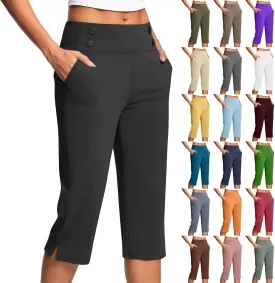 Capri Pants for Women Stretch Crop Office Work Pants Summer Casual Capris Slacks Yoga Dress Pant with Pockets