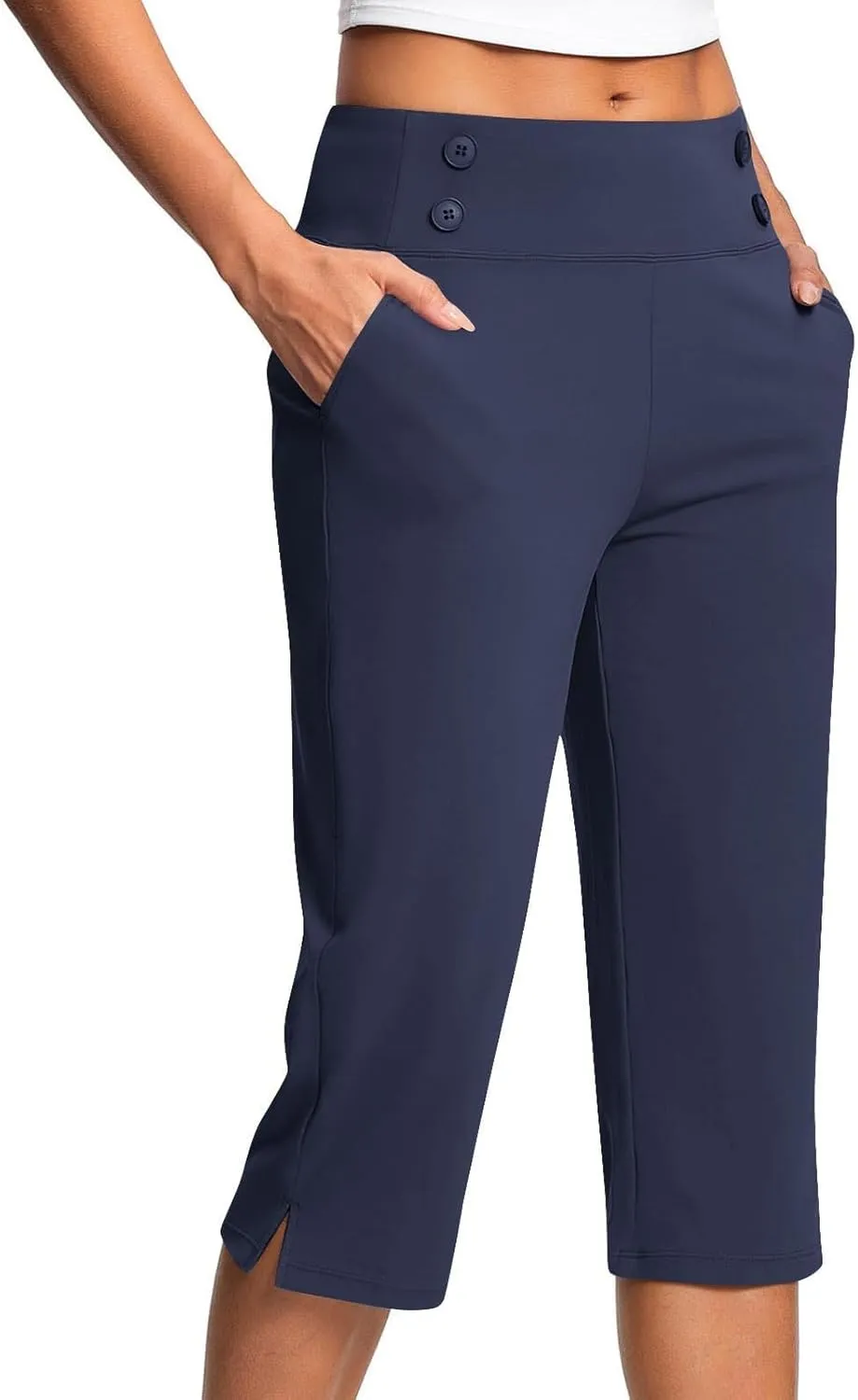 Capri Pants for Women Stretch Crop Office Work Pants Summer Casual Capris Slacks Yoga Dress Pant with Pockets