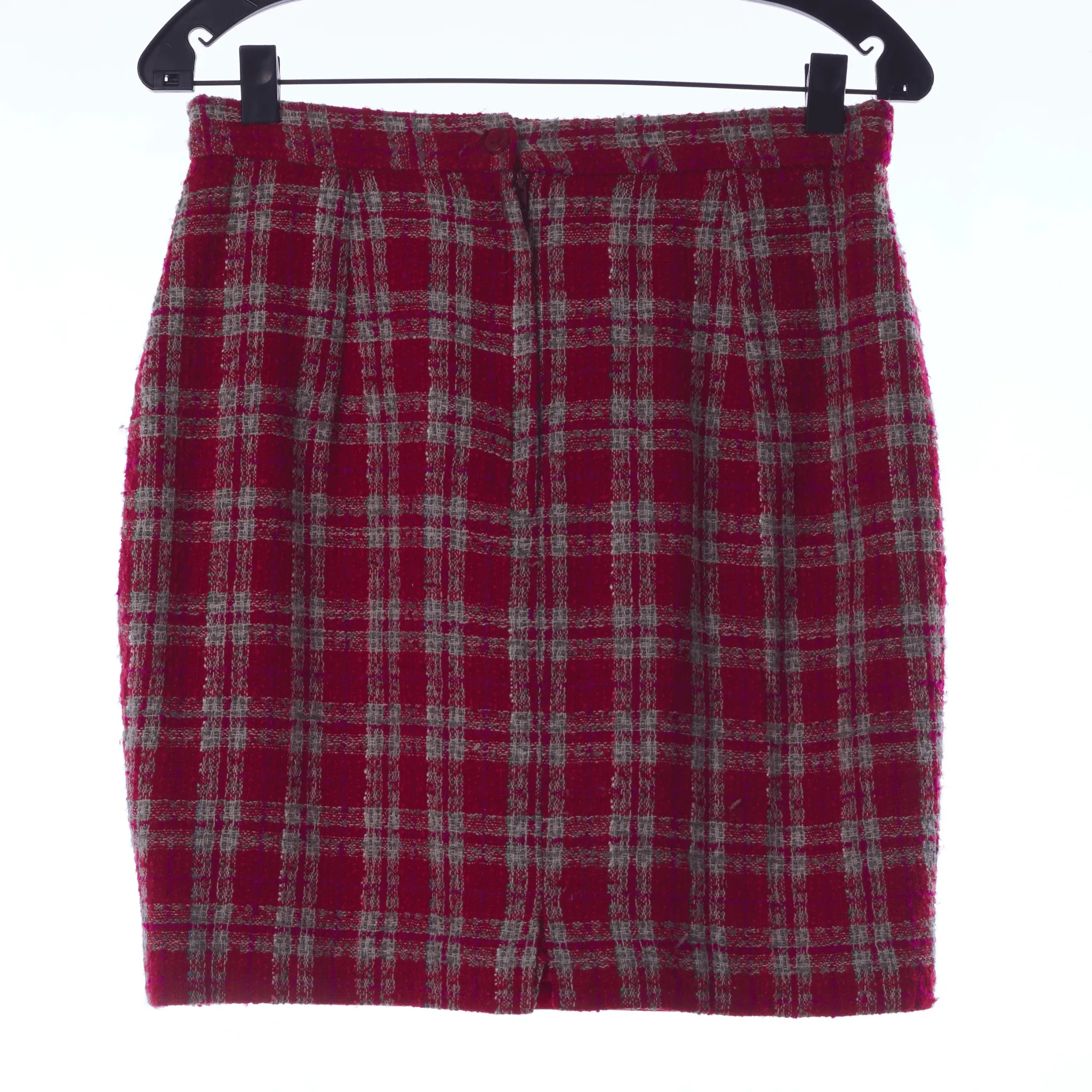 Charlotte Halton for R.I. Clothing Wool Skirt Check Red UK Size 12