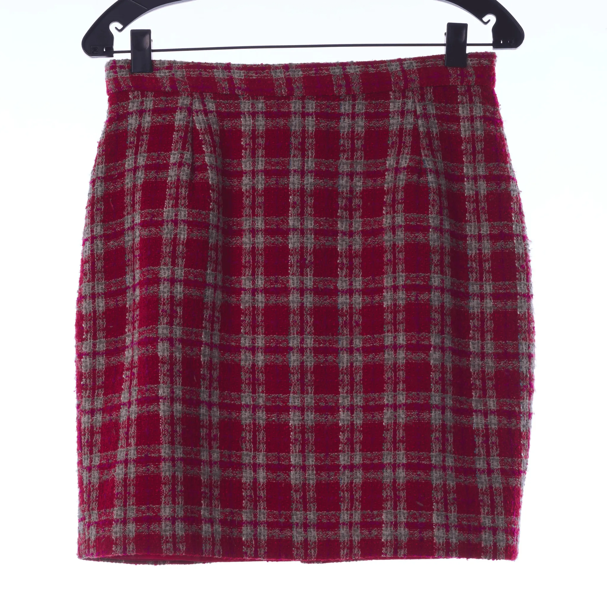 Charlotte Halton for R.I. Clothing Wool Skirt Check Red UK Size 12