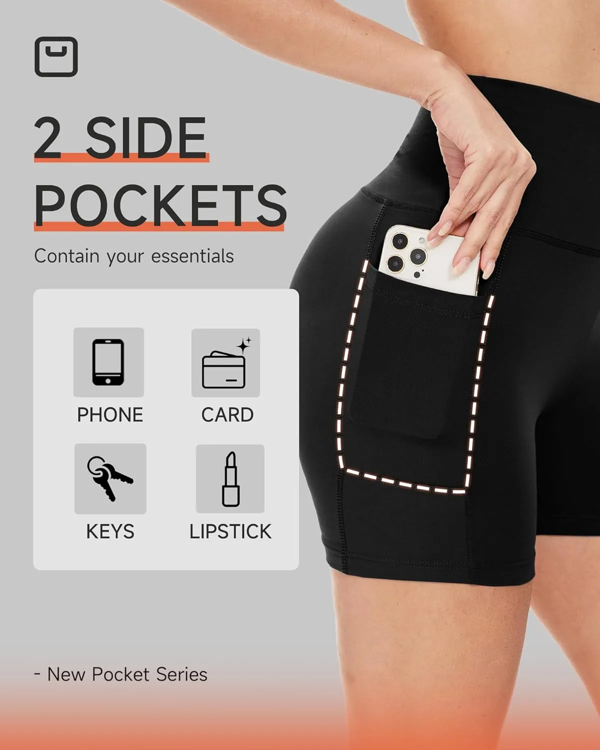 GAYHAY Biker Shorts for Women with Pockets - 8"/5"/3" Booty High Waisted Black Spandex Volleyball Short for Workout Yoga