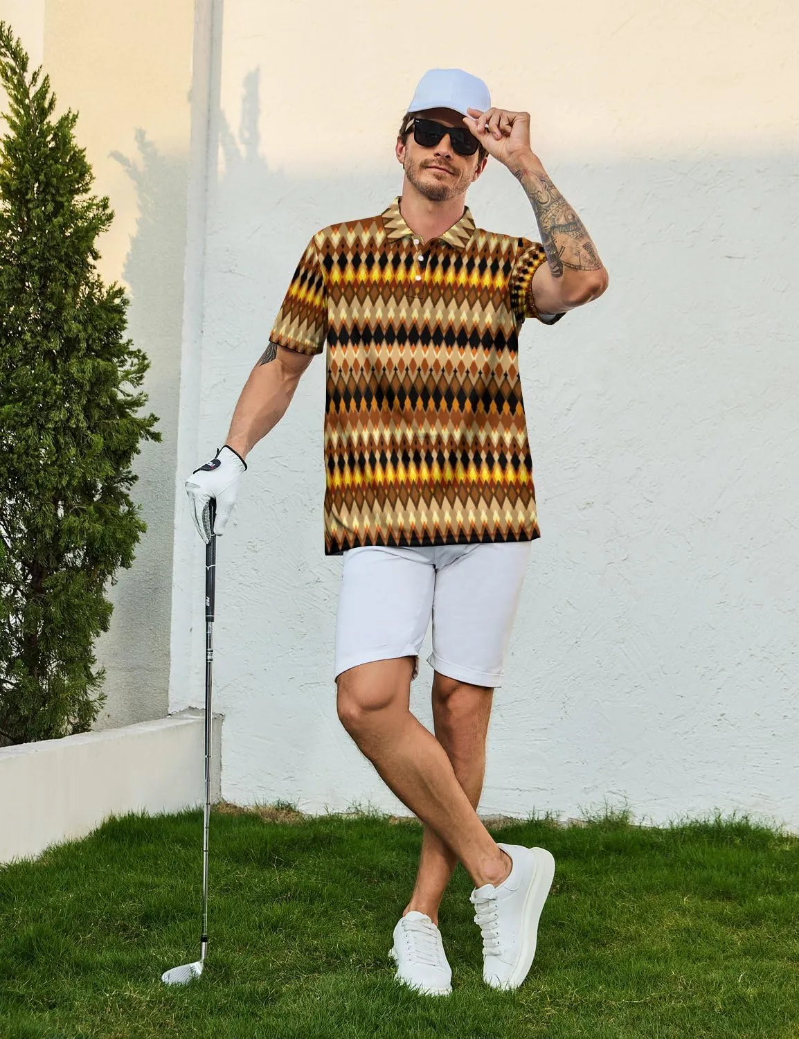 Golf Shirts for Men Funny Polo Short Sleeve Performance Moisture Wicking Quick Dry Mens Hawaiian Polo Shirt