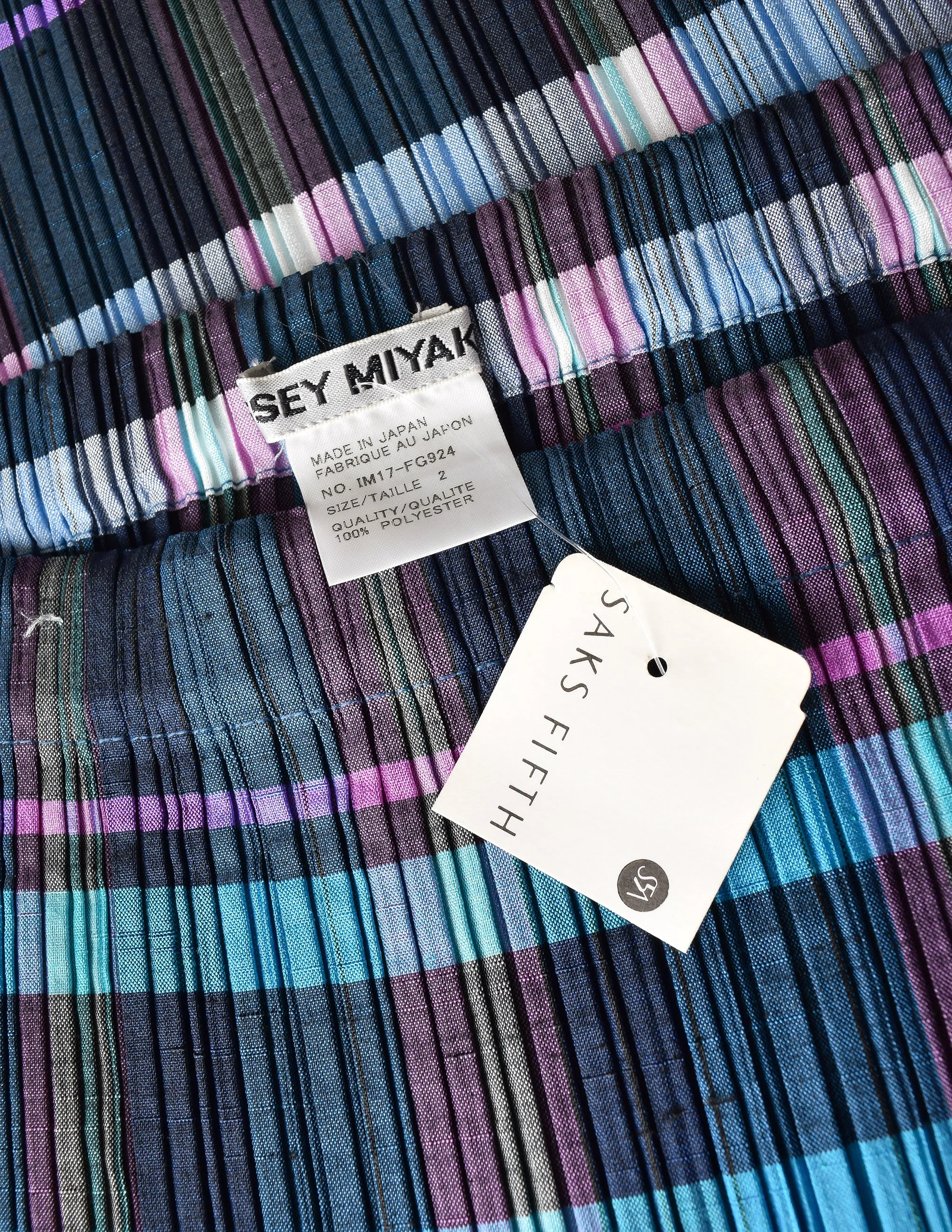 Issey Miyake Vintage Multicolor Plaid Print Pleated Skirt