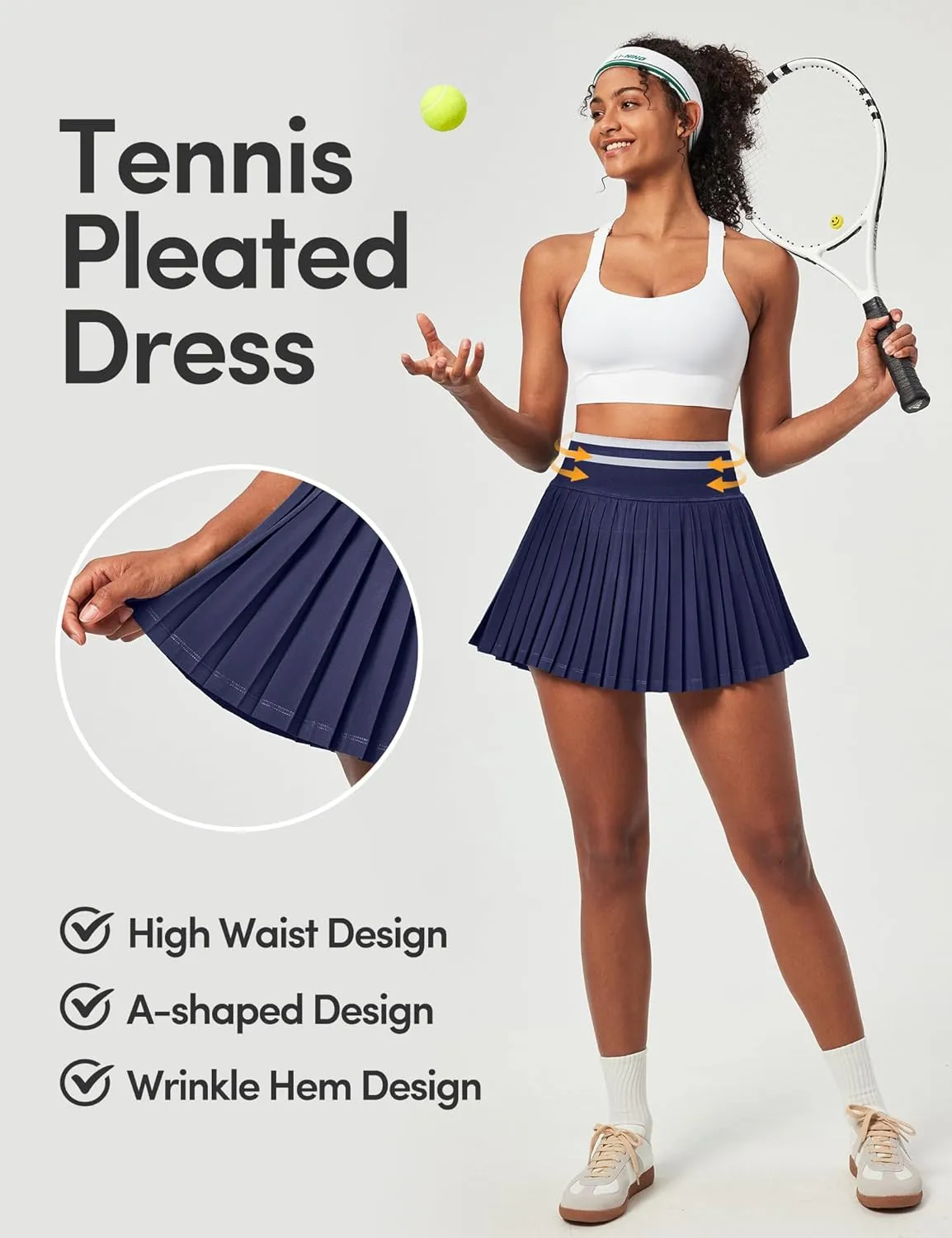 IUGA Pleated Tennis Skirt High Waisted Golf Skirts for Women with Pockets Athletic Skirt Skort with Build-in Shorts