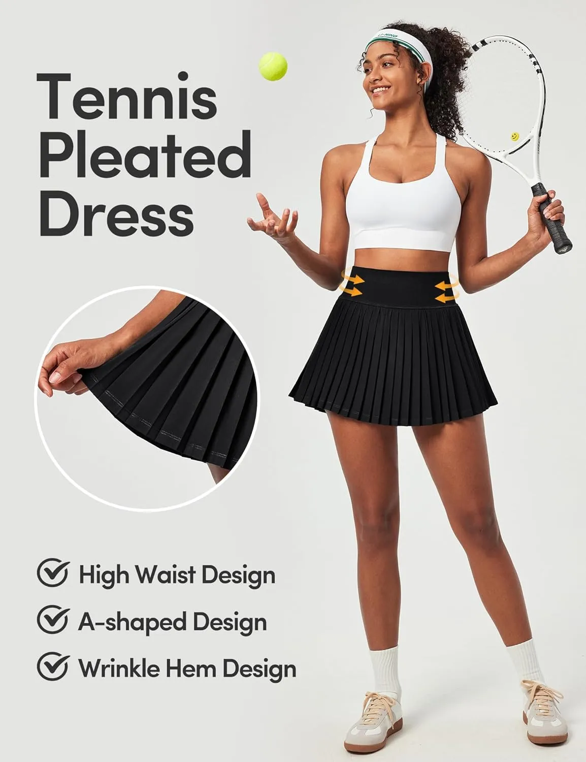 IUGA Pleated Tennis Skirt High Waisted Golf Skirts for Women with Pockets Athletic Skirt Skort with Build-in Shorts