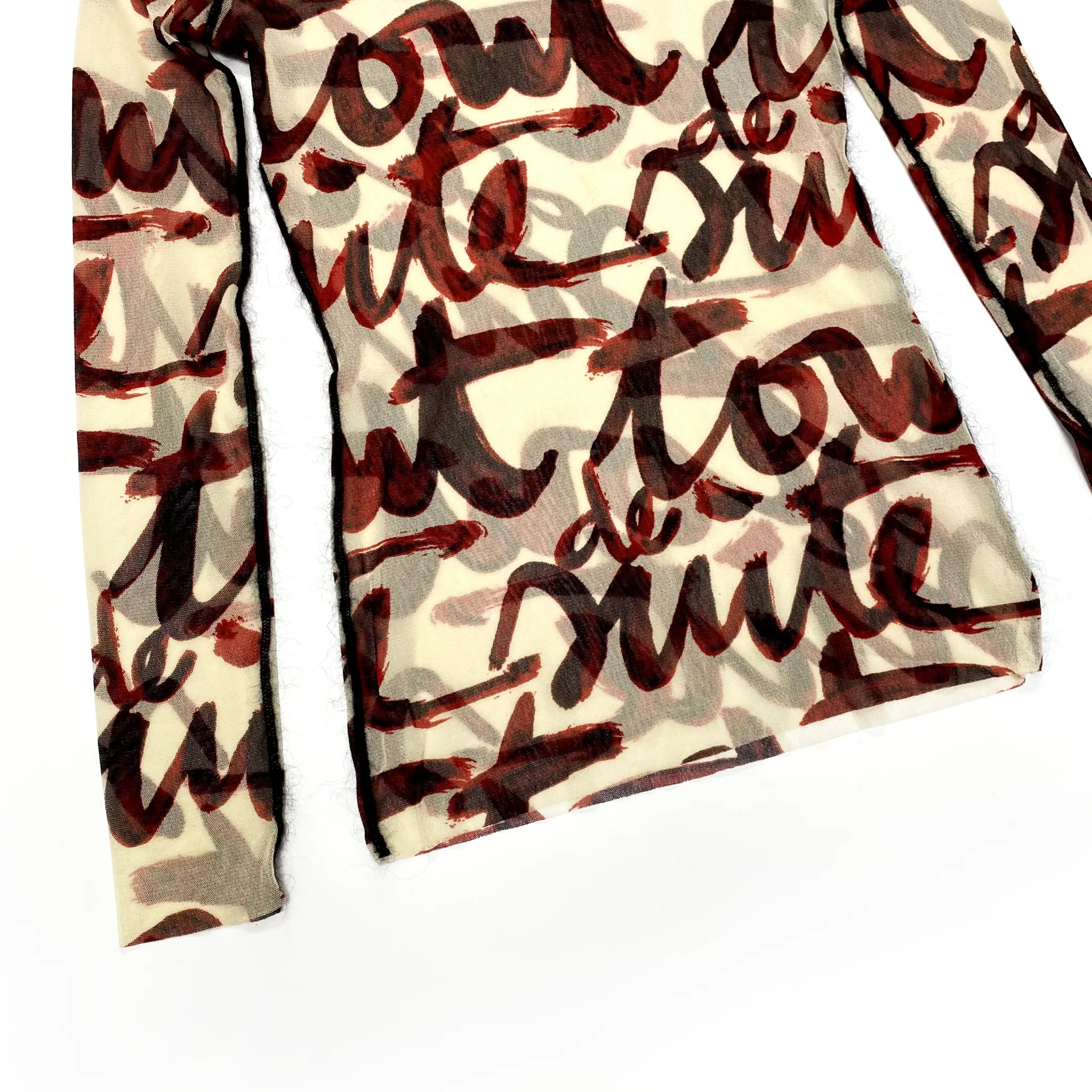 Jean Paul Gaultier Cursive Print Mesh Top