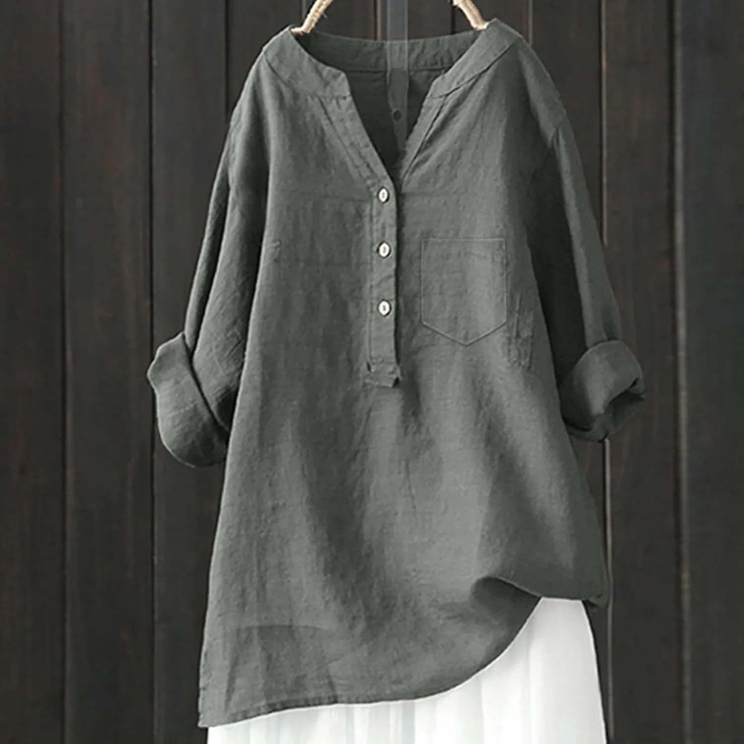 Linen Shirts for Women 2025 Spring Summer Plus Size Long Sleeve Tops Dressy Casual Loose Comfy Work Gauze Blouses