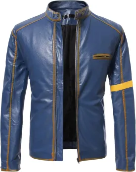 Maiyifu-GJ Men's Vintage Distressed Biker Leather Jacket Retro Slim Fit Motorcycle Biker Jacket Casual Zip Up Bomber Coat