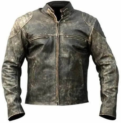 Men's Classic Vintage Riding Black Real Leather Retro Biker Distressed Hooligan Motorcycle Jacket