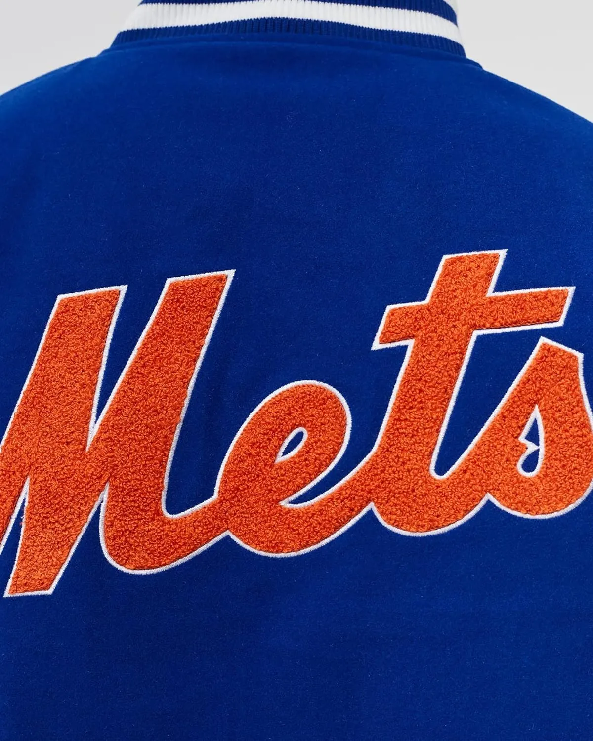 Men's Varsity NY Letterman Mets Basketball Bomber Jacket - Vintage Fleece Jacket with Embroidery Patches.