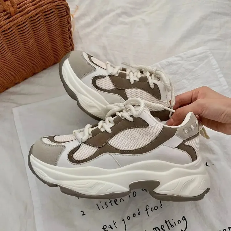 Mqtime Women's Running Shoes Platform Sneakers Sports Vintage Buffalo Flats Casual Vulcanize Harajuku Korean Tennis Female Footwear