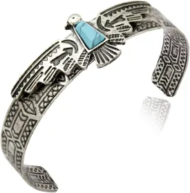 Q&Q Fashion Silver Plated Vintage Tribal Southwest Turkey Eagle Blue Stone Aztec Cowgirl Bracelet Bangle Cuff