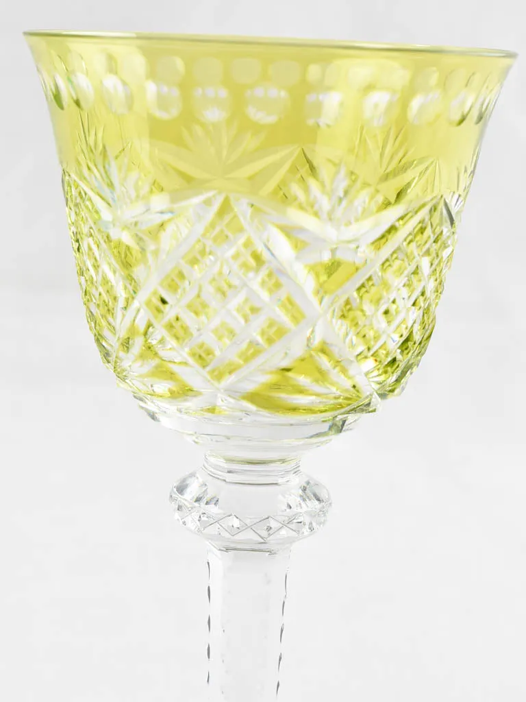 Set of 8 vintage multi color crystal wine glasses 8"