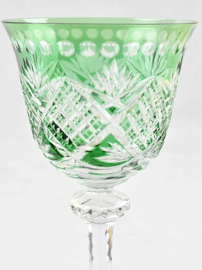 Set of 8 vintage multi color crystal wine glasses 8"