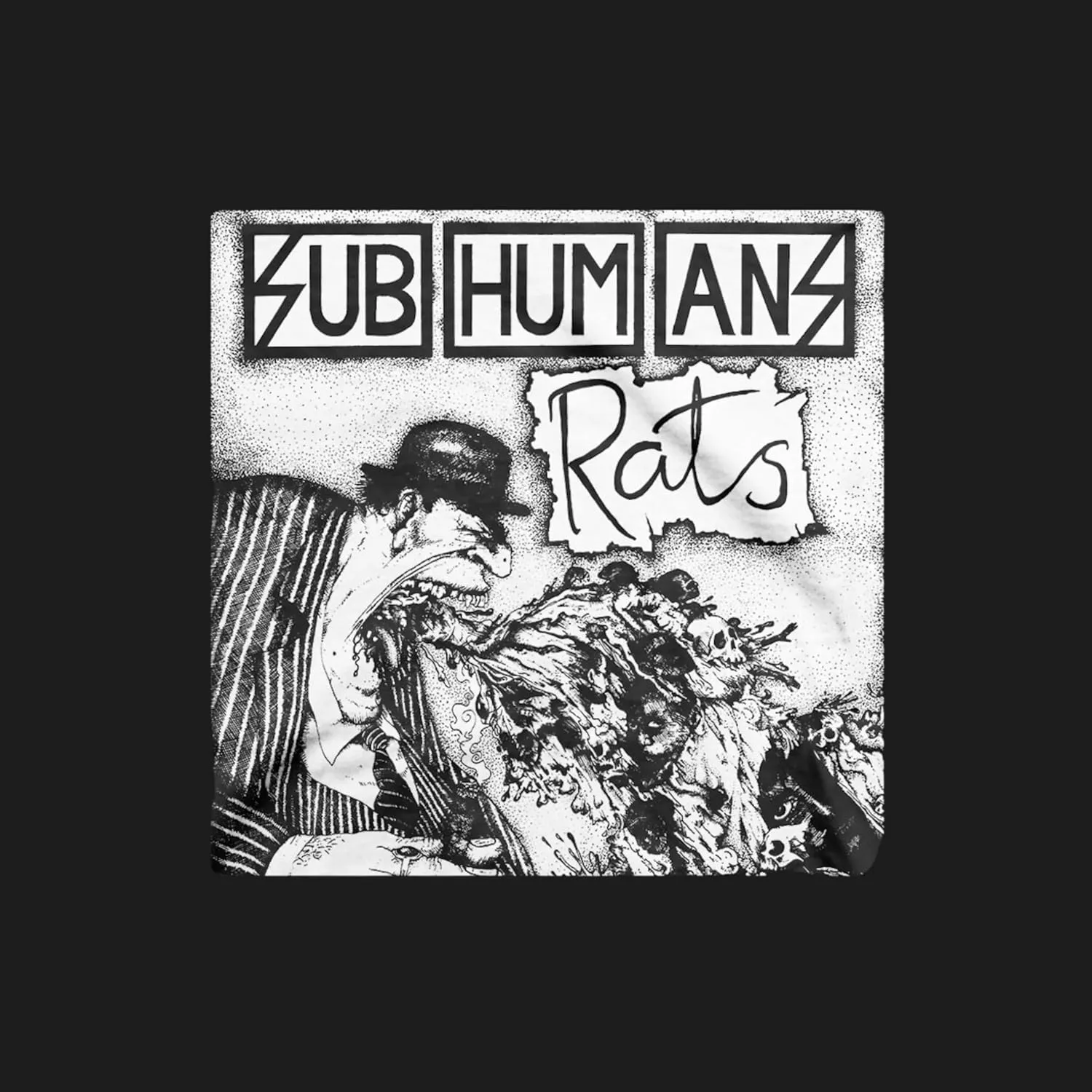 Subhumans Rats Adult Black Short Sleeve T Shirt 90s Punk Rock Music Vintage Style Graphic Tees
