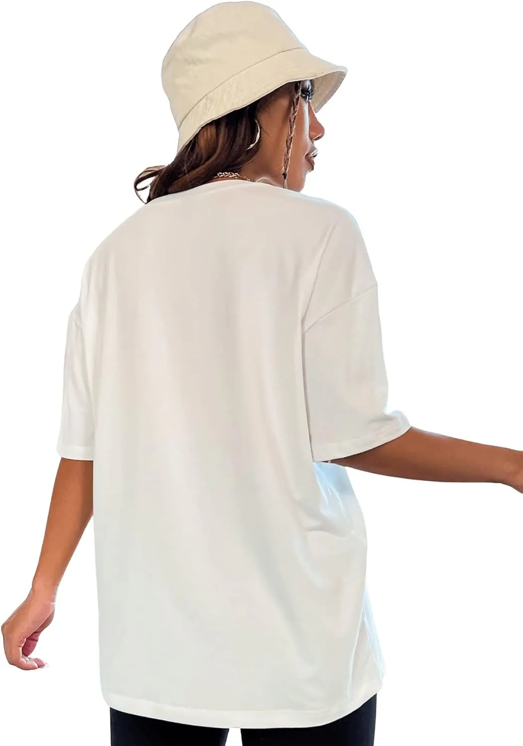 Verdusa Women's Casual Crewneck Short Sleeve Letter Graphic Drop Shoulder Oversized Tee T Shirt