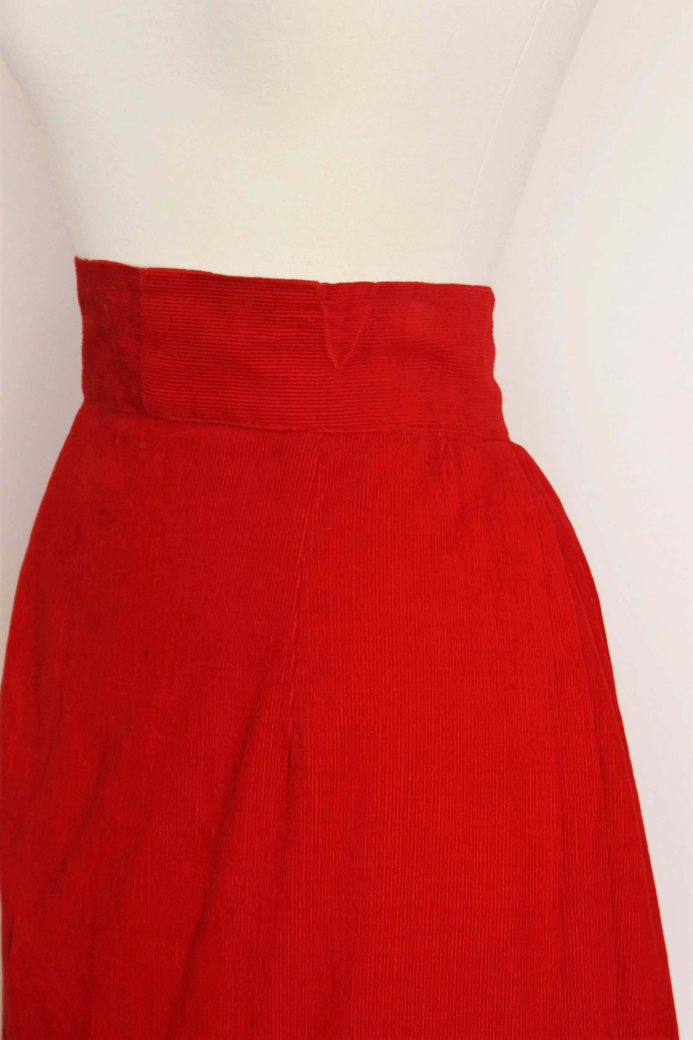 Vintage 1940s Does 1900s Red Corduroy Skirt