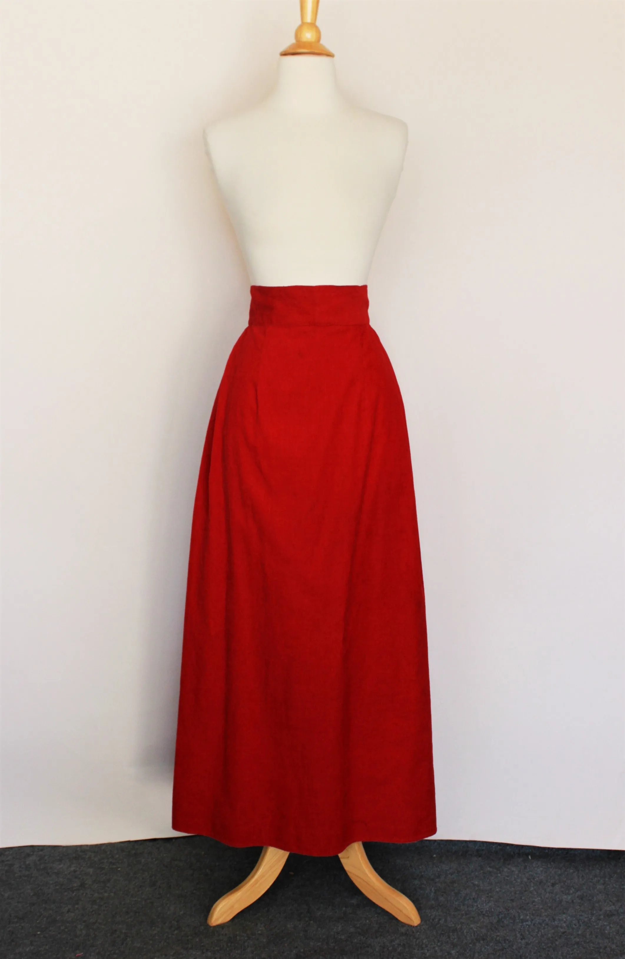 Vintage 1940s Does 1900s Red Corduroy Skirt