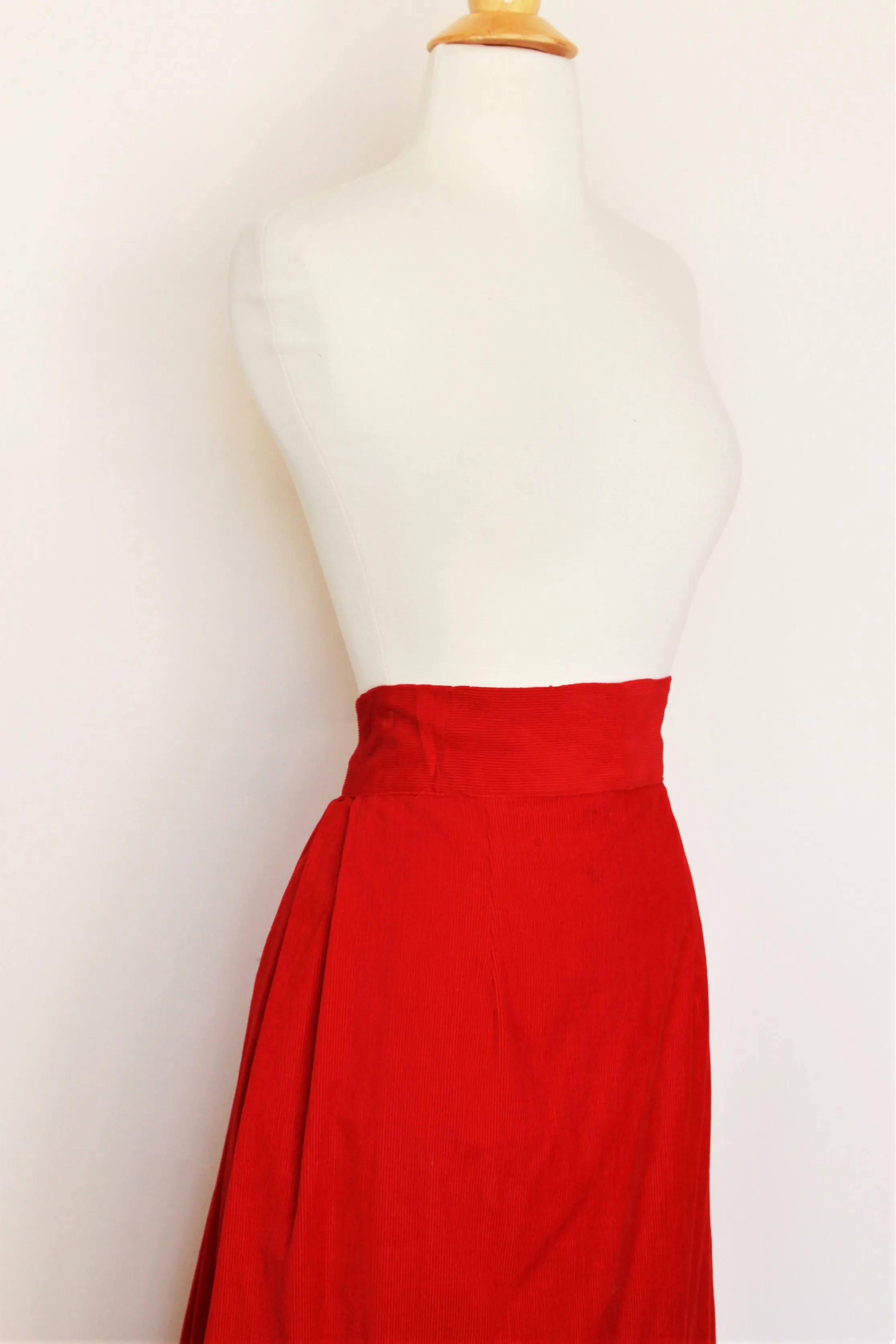 Vintage 1940s Does 1900s Red Corduroy Skirt