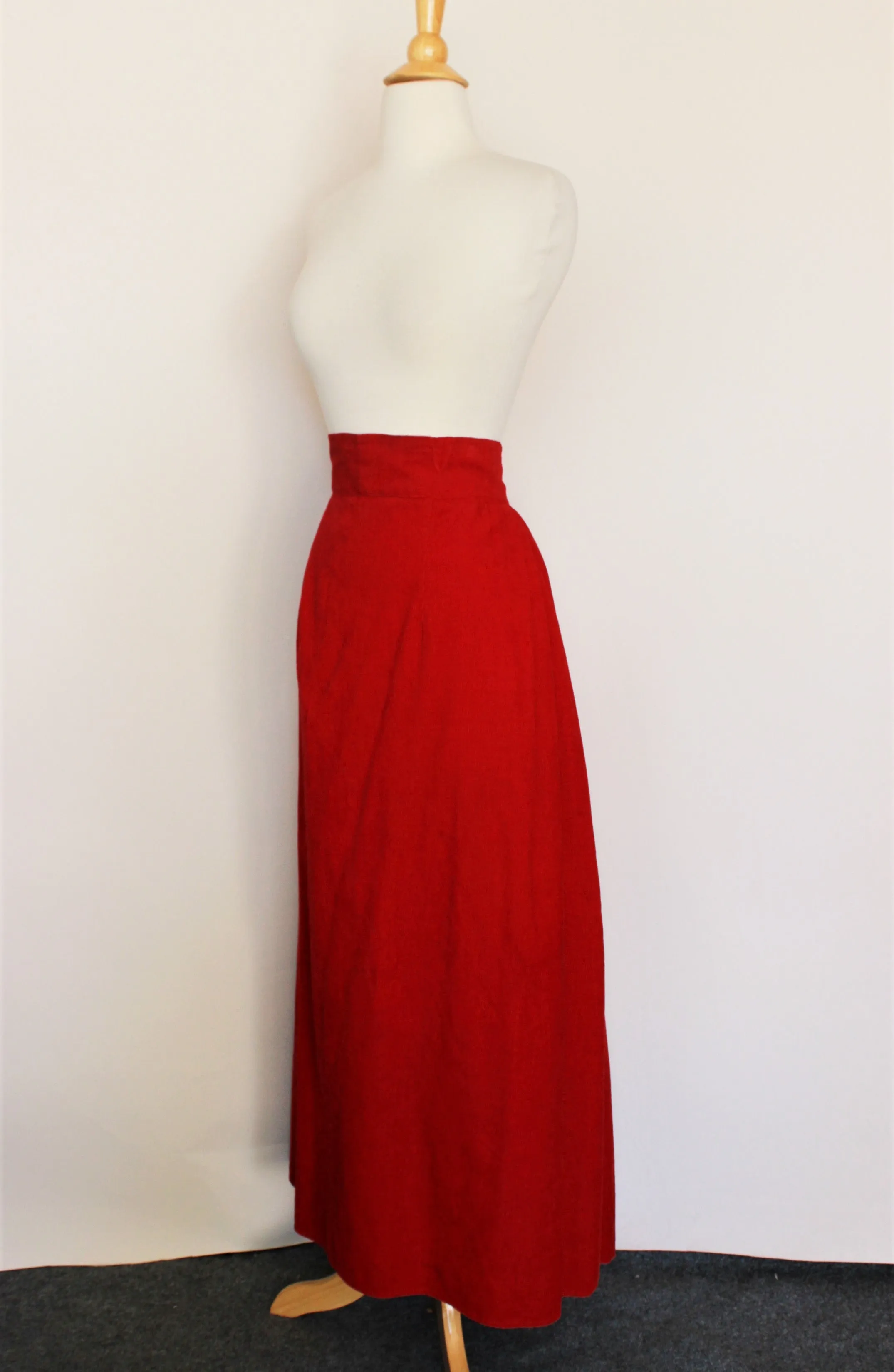 Vintage 1940s Does 1900s Red Corduroy Skirt