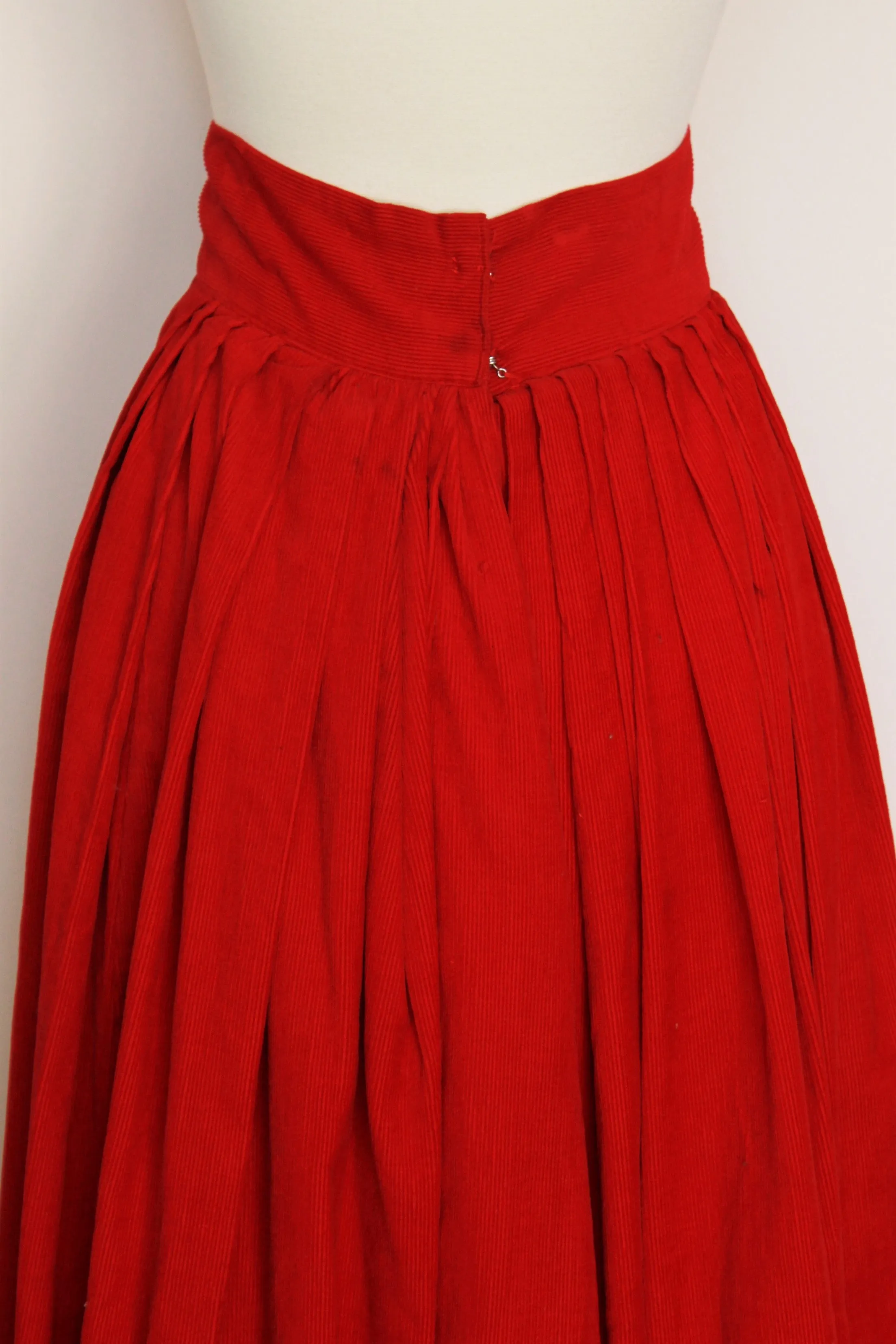Vintage 1940s Does 1900s Red Corduroy Skirt