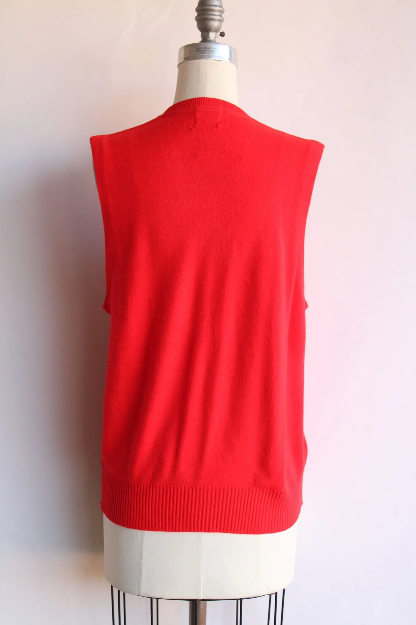 Vintage 1950s Marston's Red Orlon V Neck Sweater Vest