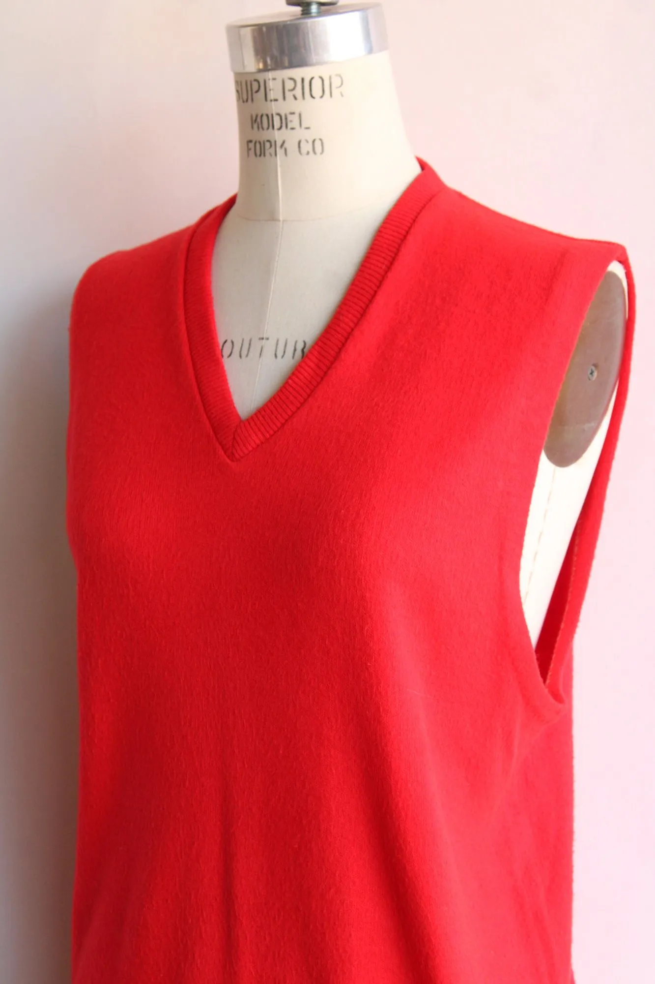 Vintage 1950s Marston's Red Orlon V Neck Sweater Vest