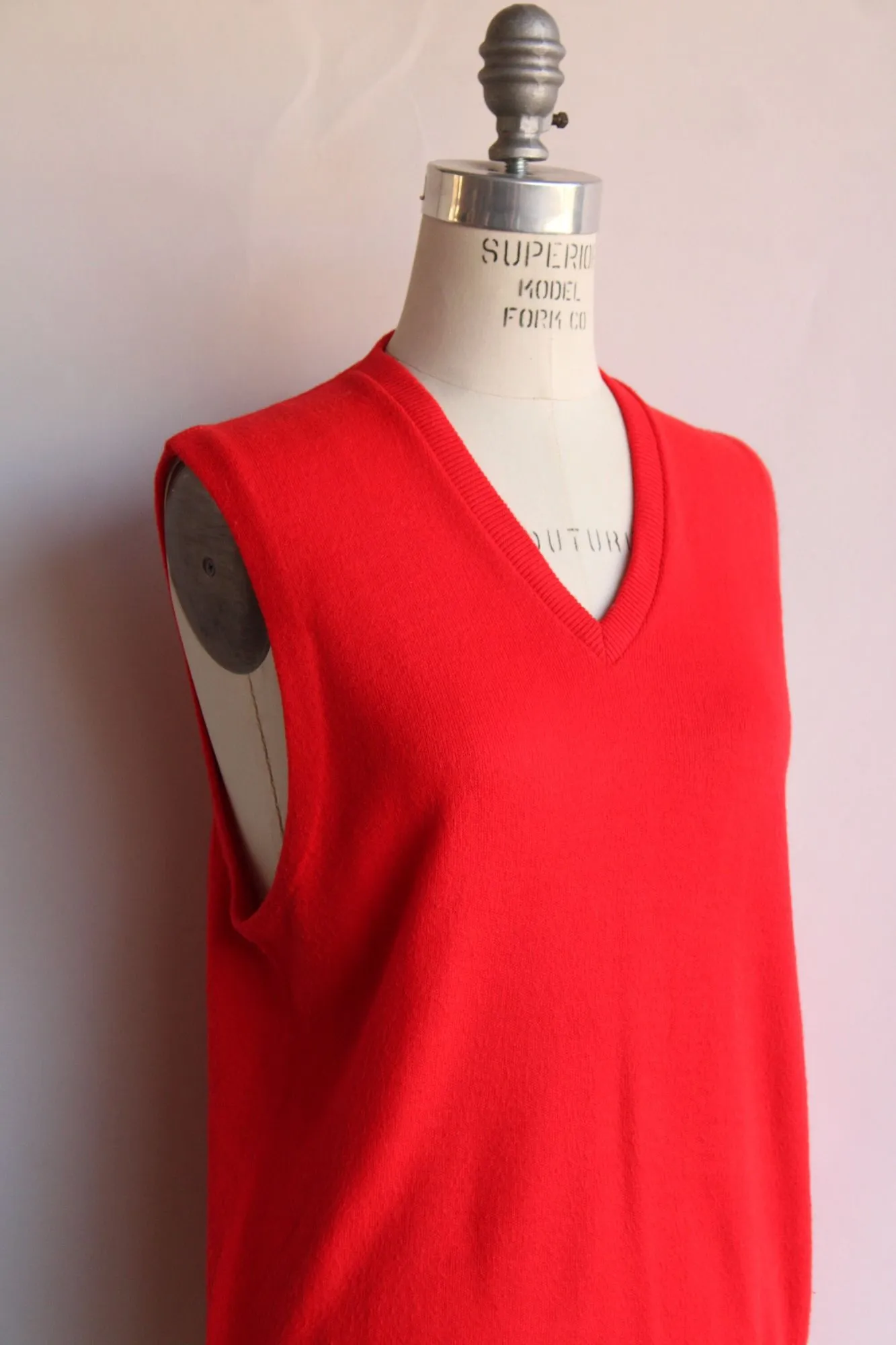 Vintage 1950s Marston's Red Orlon V Neck Sweater Vest