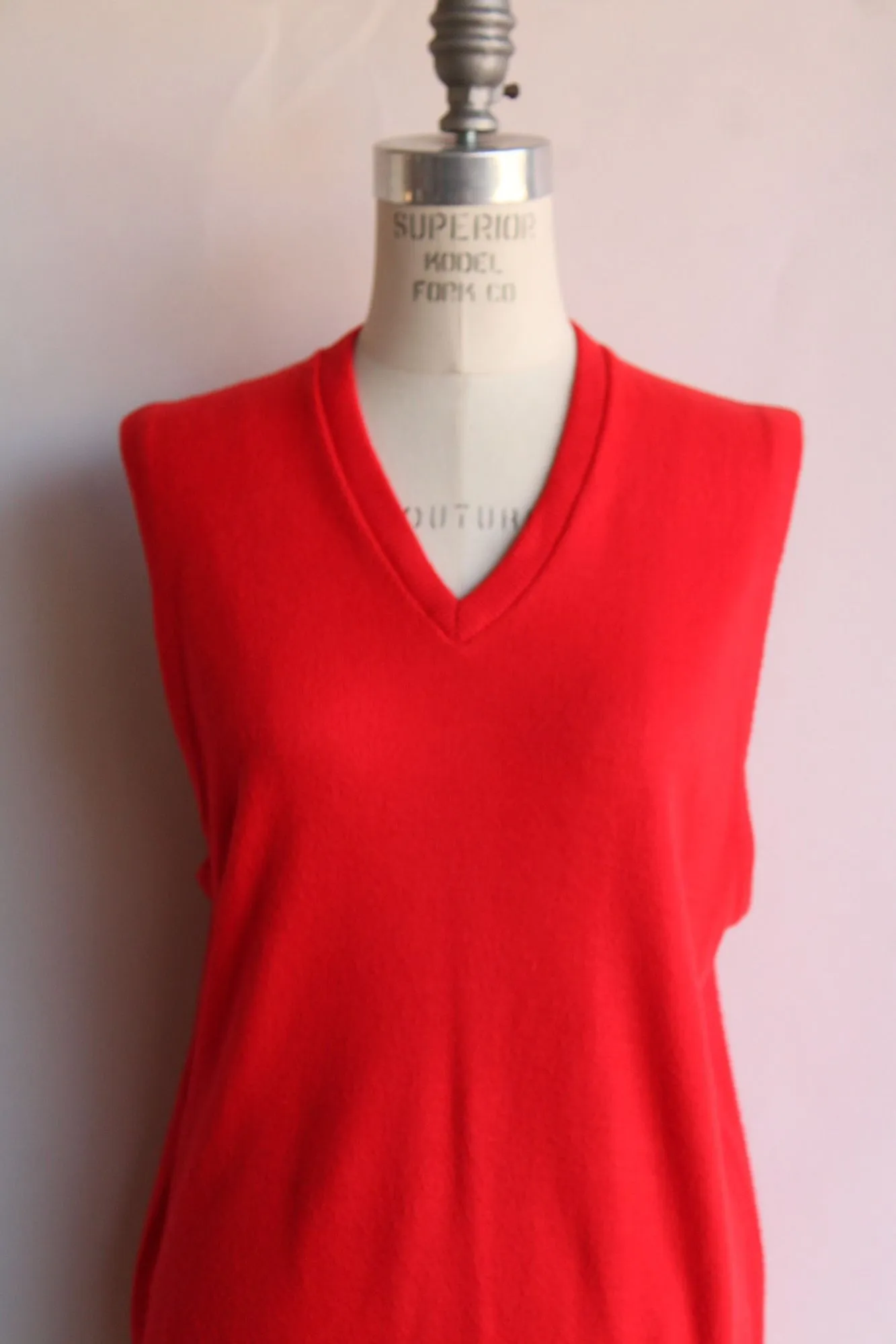 Vintage 1950s Marston's Red Orlon V Neck Sweater Vest