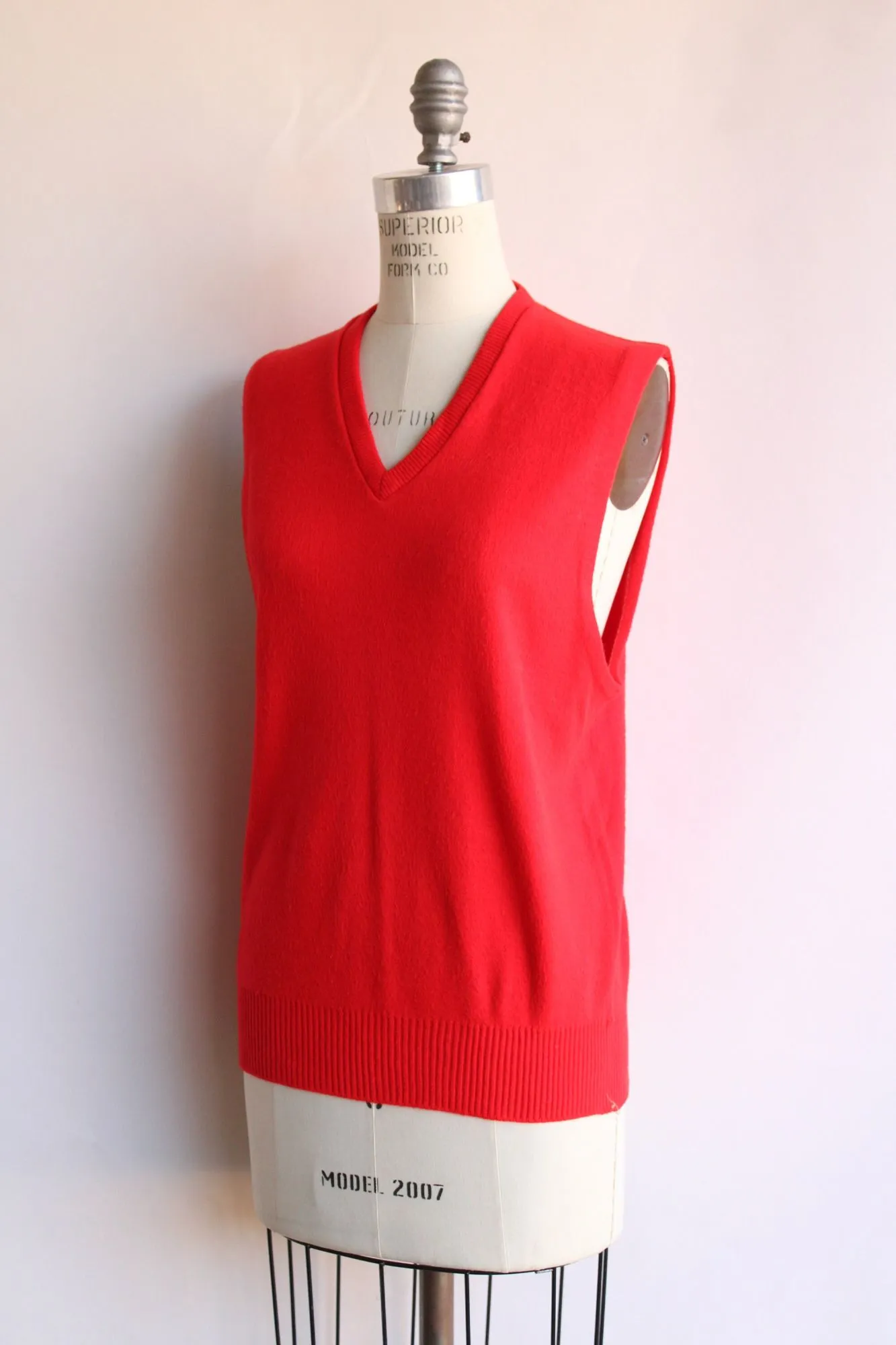 Vintage 1950s Marston's Red Orlon V Neck Sweater Vest
