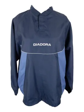 Vintage 2000s Y2K Men’s Streetwear Utility Sports Diadora Branded Dark Navy Blue Mockneck Pullover Windbreaker Shell Jacket | Men’s Size L