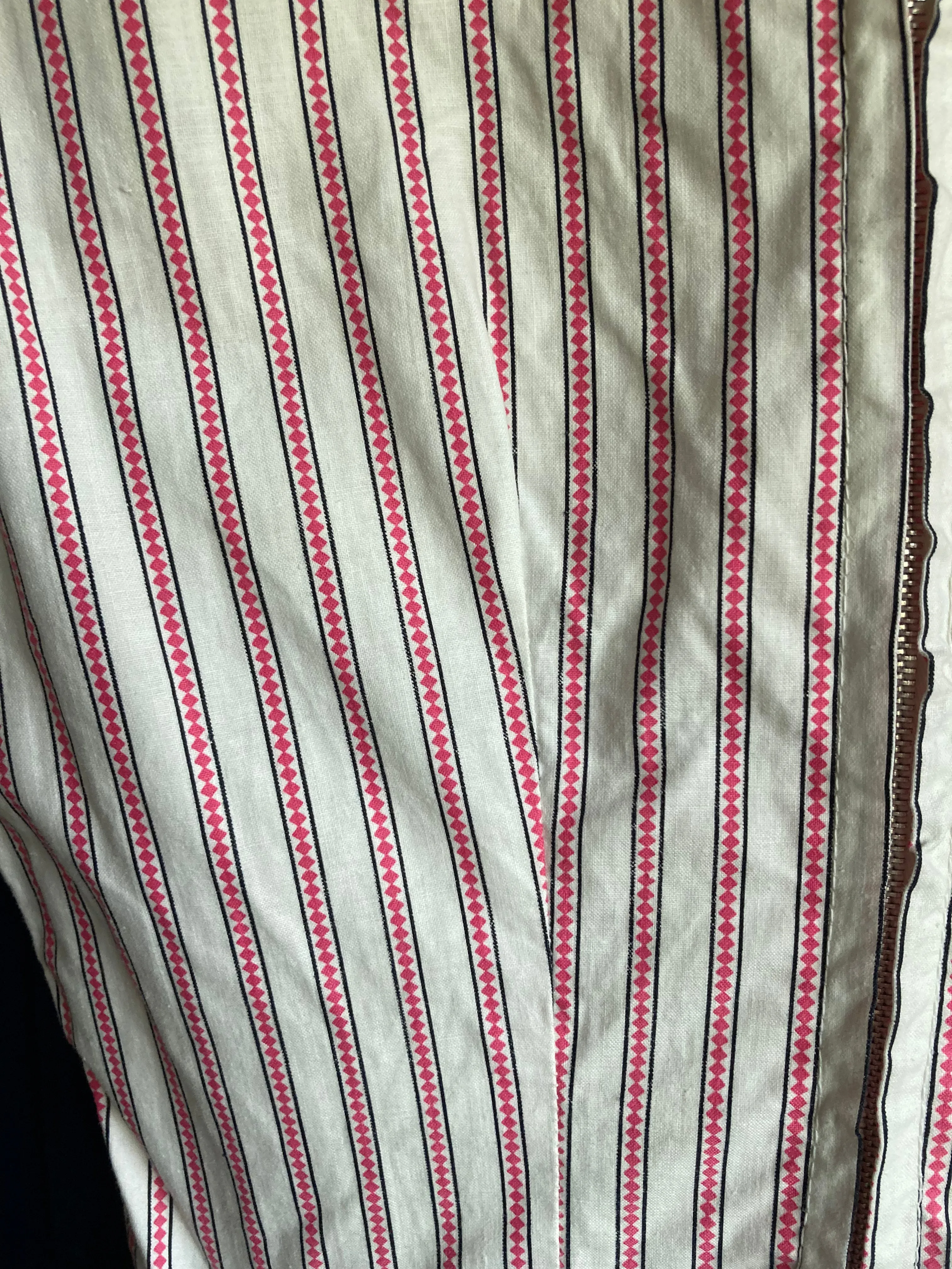Vintage Cotton White With Pink stiped Sleeveless Dress UK Size 4