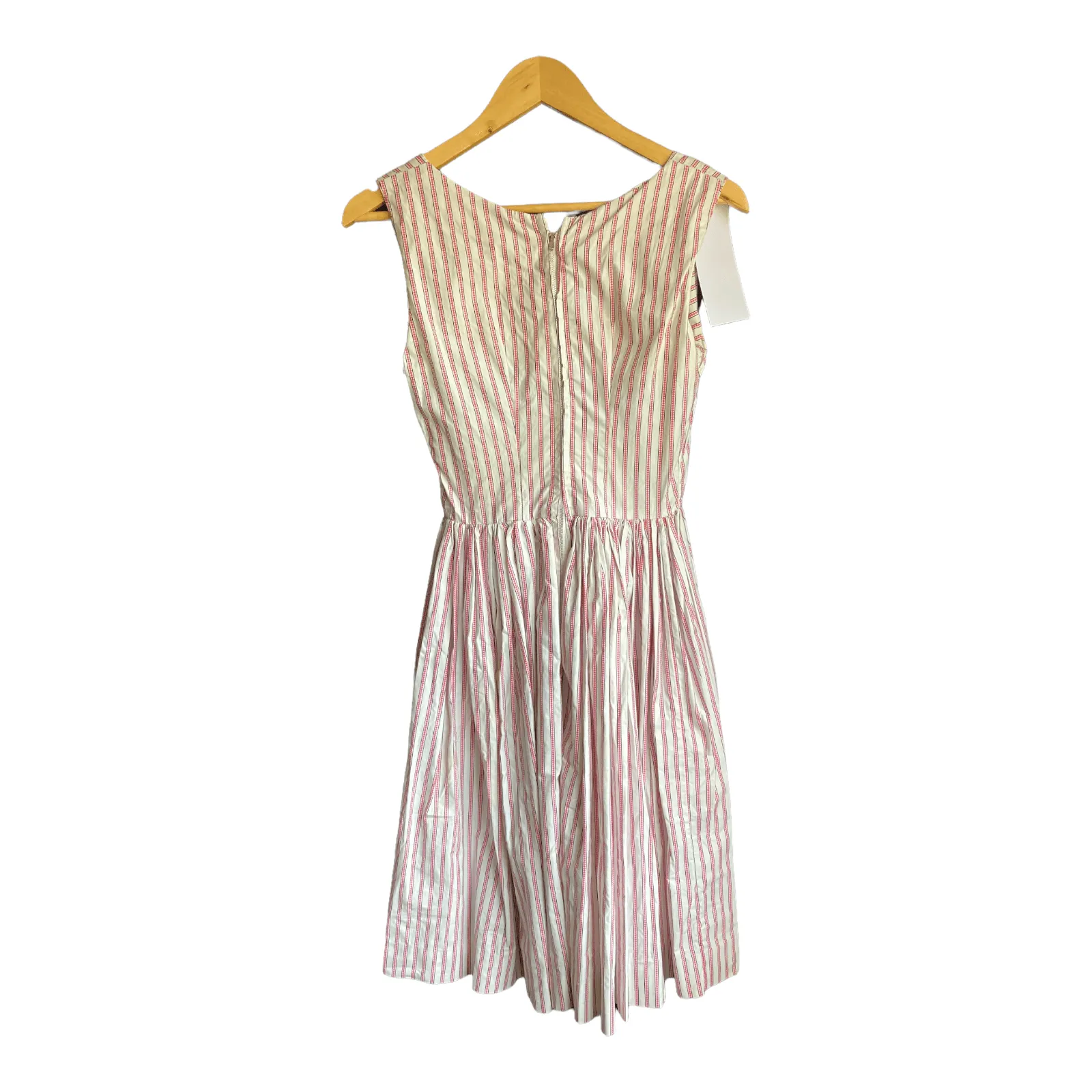 Vintage Cotton White With Pink stiped Sleeveless Dress UK Size 4