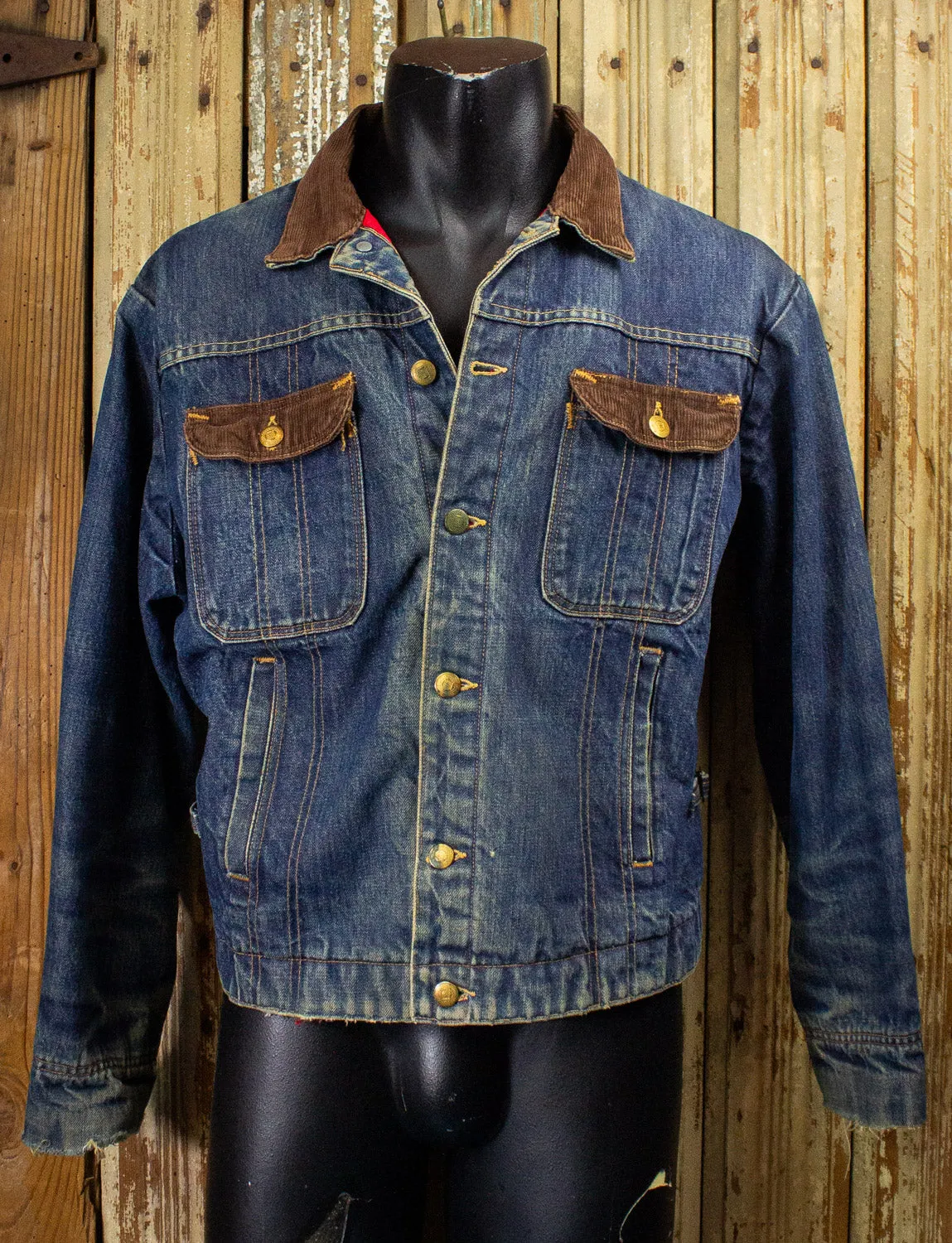 Vintage Denim and Corduroy Lined Jacket 70s Large