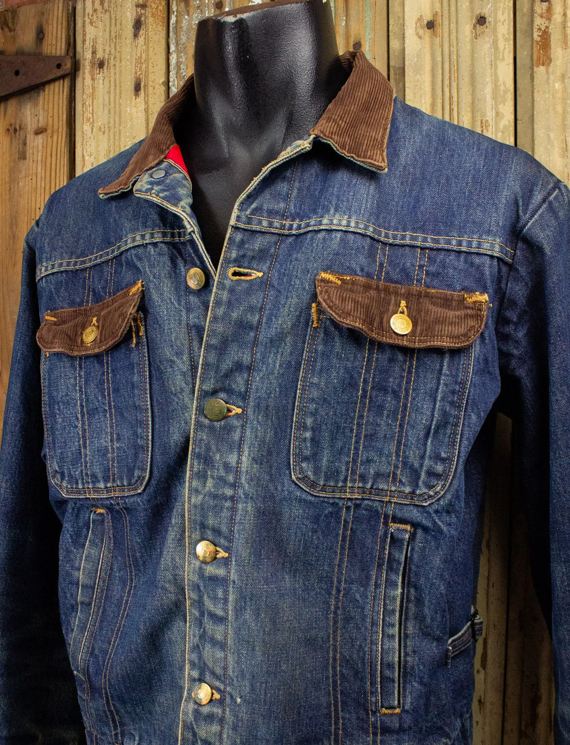 Vintage Denim and Corduroy Lined Jacket 70s Large