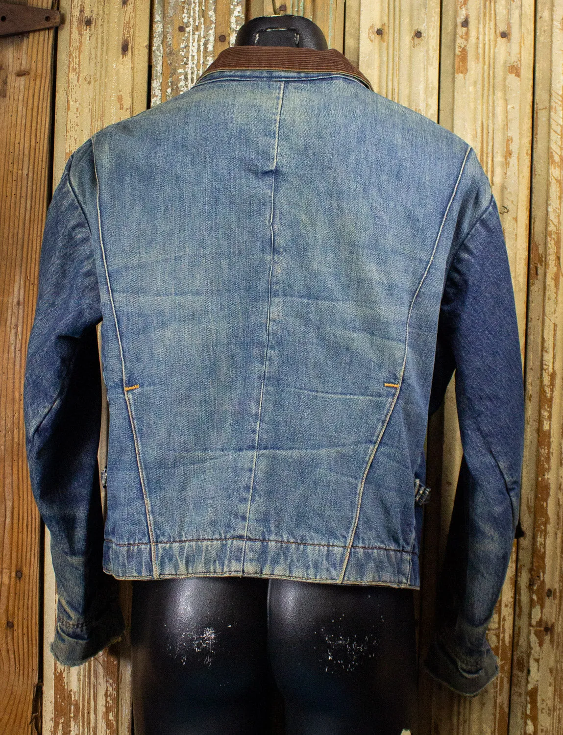 Vintage Denim and Corduroy Lined Jacket 70s Large
