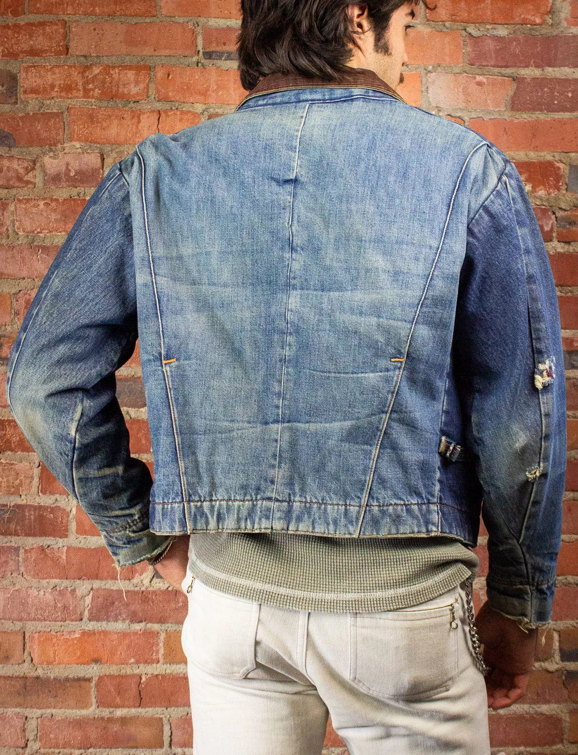 Vintage Denim and Corduroy Lined Jacket 70s Large