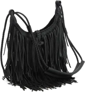Vintage Fringe Hobo Bag for Women - Black Fringe Purse with Tassel Satchel Shoulder Bag