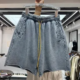 Wiaofellas  -  400g heavy wash vintage solid color sports shorts casual pants