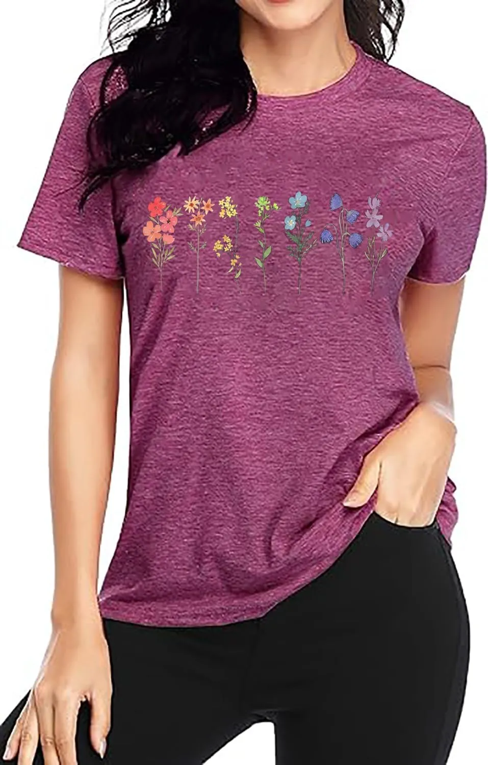 Wildflower Gay Pride Shirt Women Rainbow Floral Graphic Tee LGBT Equality Tshirt Summer Gay Lesbian Casual Loose Tops