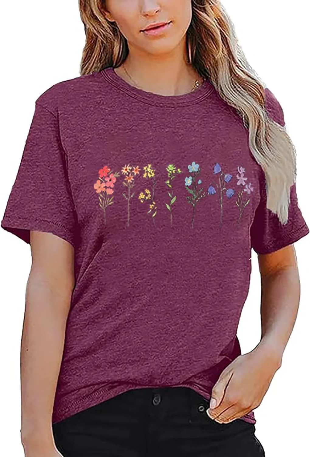 Wildflower Gay Pride Shirt Women Rainbow Floral Graphic Tee LGBT Equality Tshirt Summer Gay Lesbian Casual Loose Tops