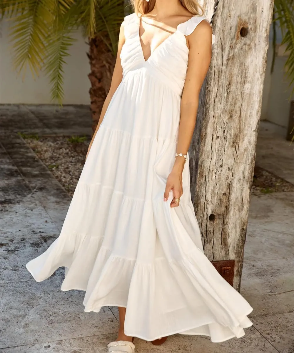 Womens Boho Floral Maxi Dress Y2K Cottage Spaghetti Strap Tiered Beach Vacation Dress Summer Long Flowy Sundress